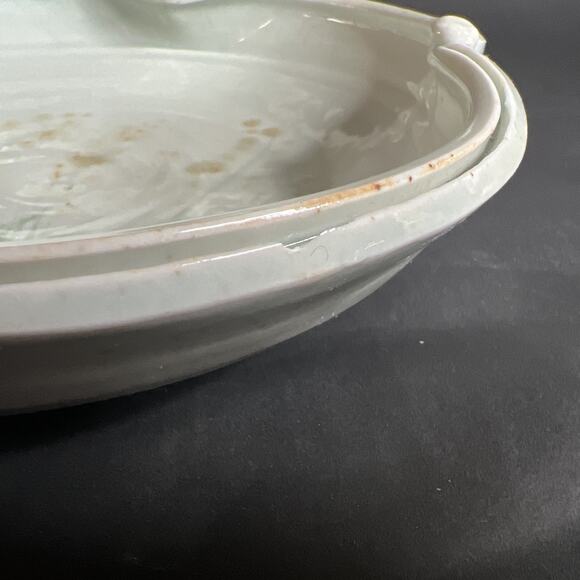 Handmade Bowl-Scalloped Edge-Watercolor-Japanes-Boho Ceramic Centerpiece – 10″ - Picture 11 of 13